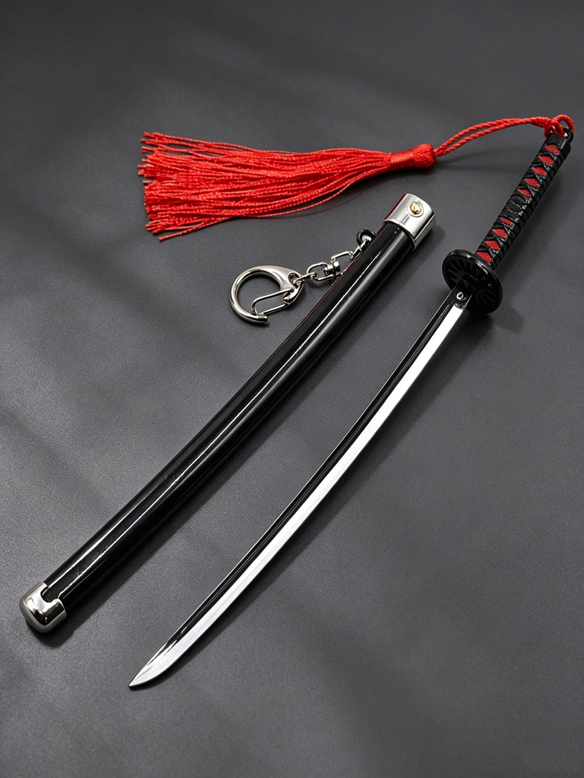 YP Katana Demon Slayer Tanjiro 2nd Gen Blade Sheathed in Black Scabbard with Red Tassel